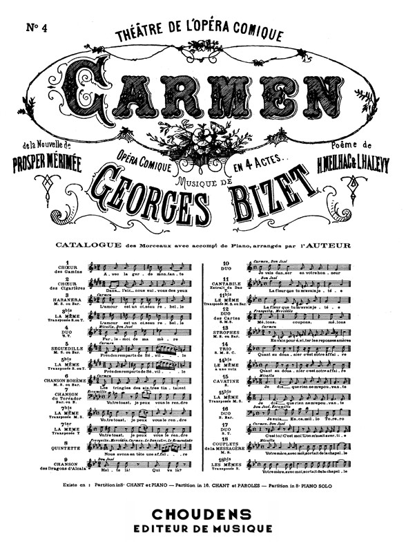 BIZET CARMEN N° 4 DUO PARLE-MOI DE MA MÈRE SOPRANO ET TÉNOR CHANT ET P