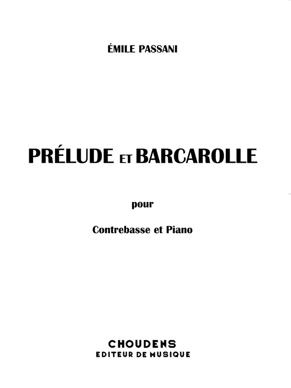 PASSANI PRÉLUDE ET BARCAROLLE CONTREBASSE ET PIANO