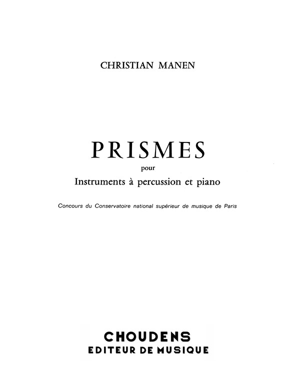 MANEN PRISMES PERCUSSION ET PIANO