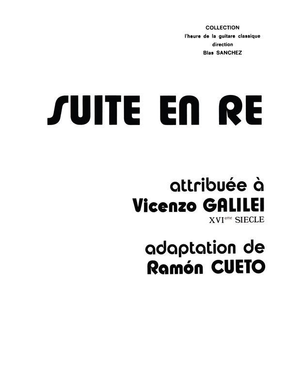 GALILÉI SUITE EN RÉ GUITARE
