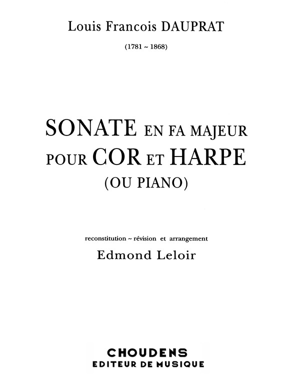DAUPRAT SONATE EN FA MAJEUR COR ET HARPE OU PIANO