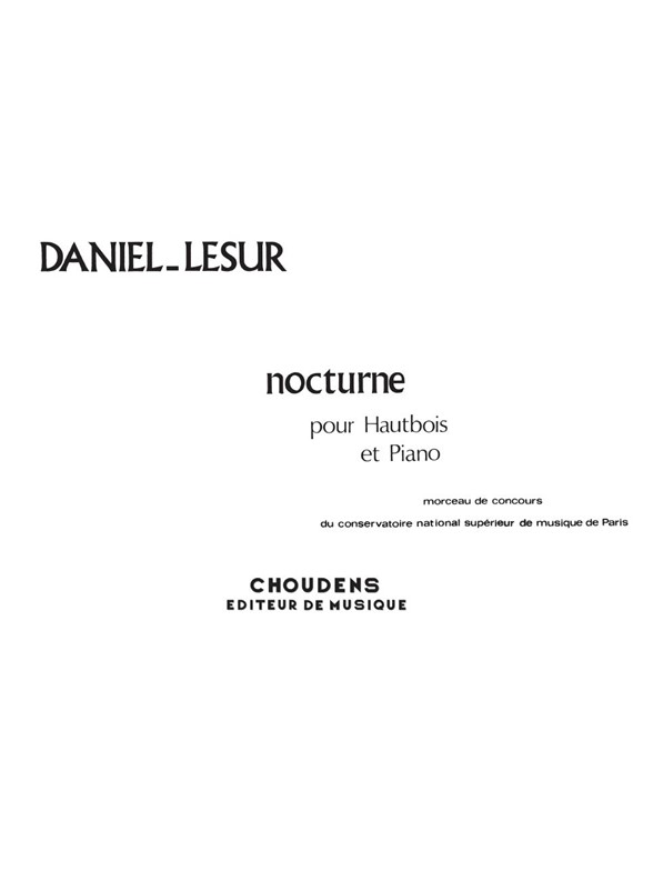 DANIEL-LESUR NOCTURNE HAUTBOIS ET PIANO