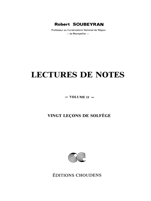SOUBEYRAN LECTURES DE NOTES 20 LEÇONS DE SOLFÈGE SOLFÈGE