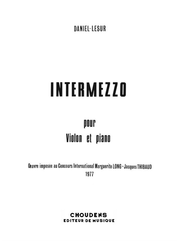 Daniel-Lesur: Intermezzo For Violin and Piano