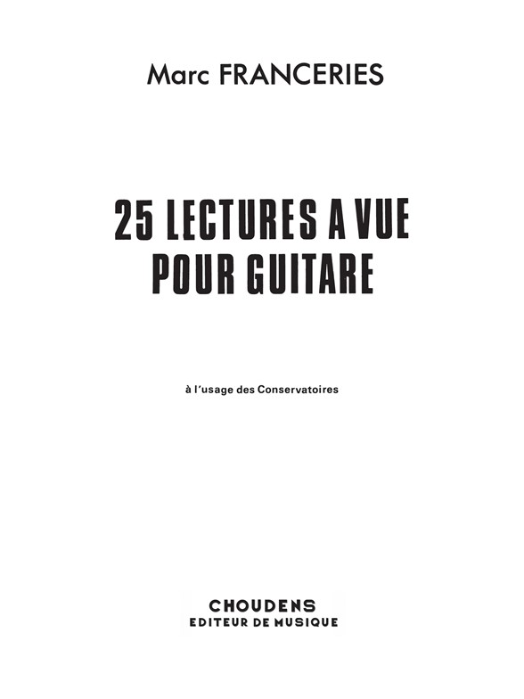 FRANCERIES 25 LECTURES À VUE GUITARE
