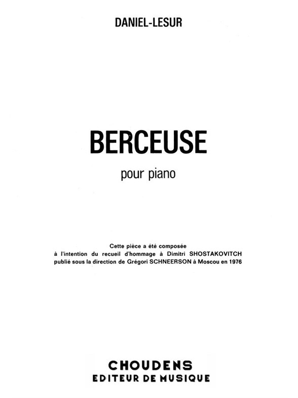 DANIEL-LESUR BERCEUSE PIANO