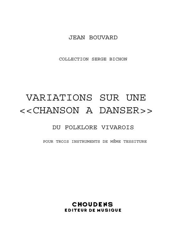 BOUVARD VARIATIONS SUR UNE CHANSON À DANSER