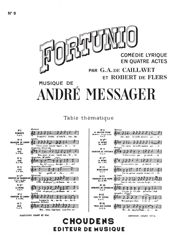 MESSAGER FORTUNIO N° 9 CHANSON DE FORTUNIO SI VOUS CROYEZ QUE JE VAIS