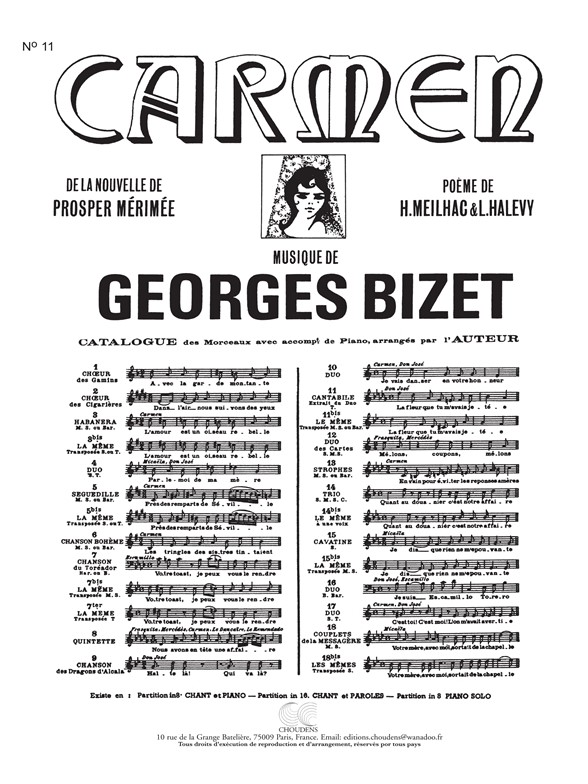 BIZET CARMEN N° 11 CANTABILE EXTRAIT DU DUO LA FLEUR QUE TU M'AVAIS JE
