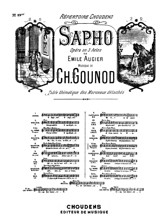 GOUNOD SAPHO N° 12BIS ROMANCE Ô JOURS HEUREUX MEZZO OU BARYTON CHANT E