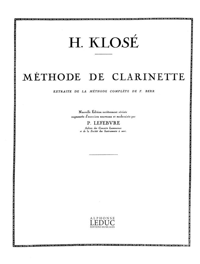 Klose Methode Extraite De La Methode De Berr Clarinet In B Flat Book