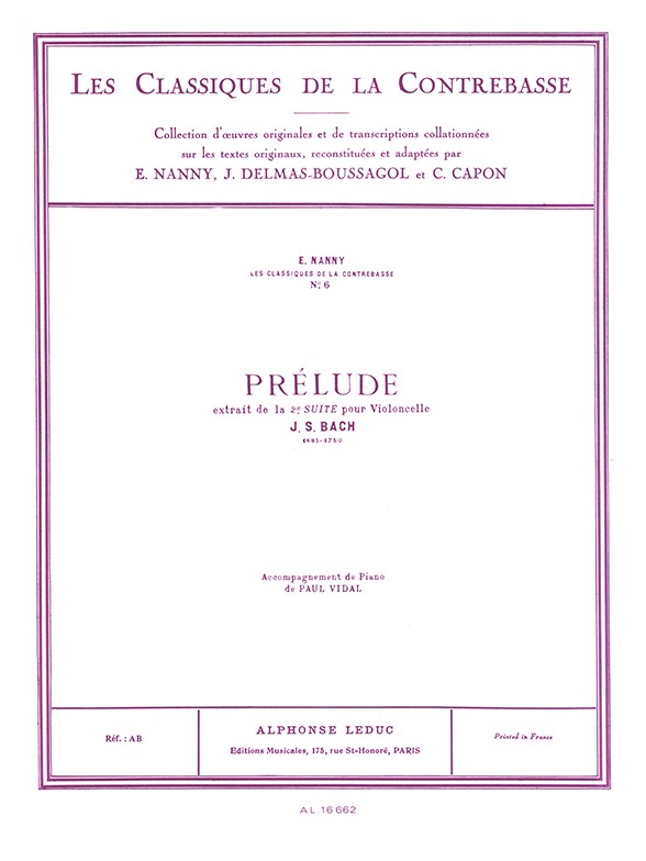 Johann Sebastian Bach: Prélude (Classiques No.6) (Double Bass & Piano)