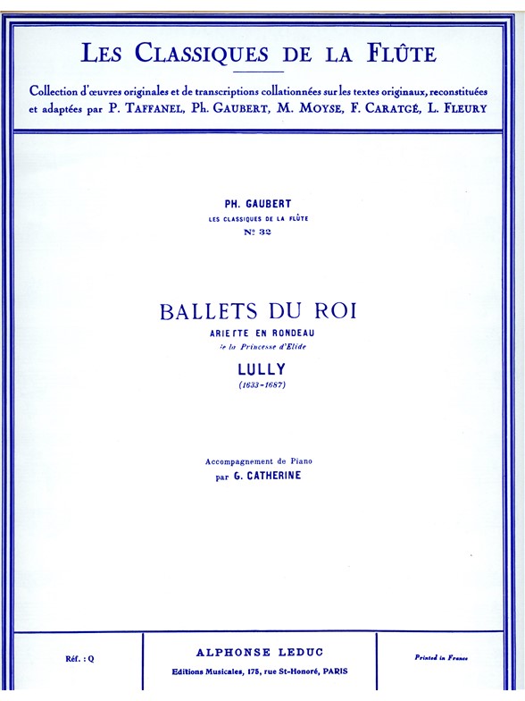 Jean Baptiste Lully: Ariette en Rondeau (Classiques No.32) (Flute & Piano)
