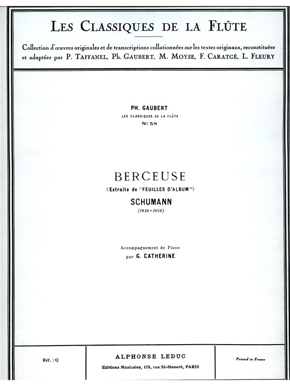 Robert Alexander Schumann: Berceuse Op.124, No.16 (Classiques No.58) (Flute & Piano)