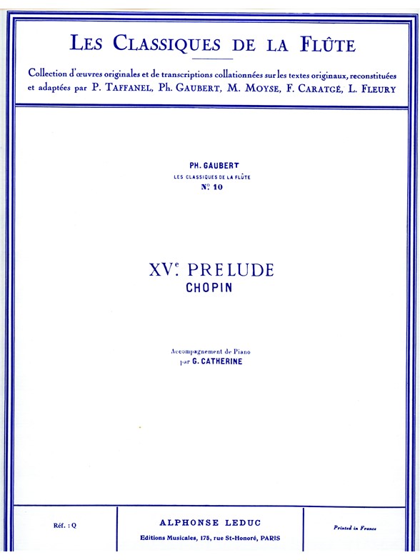 Frédéric François Chopin: Prélude No.15, Op.28 in D flat major (Classiques No.10) (Flute & Piano)