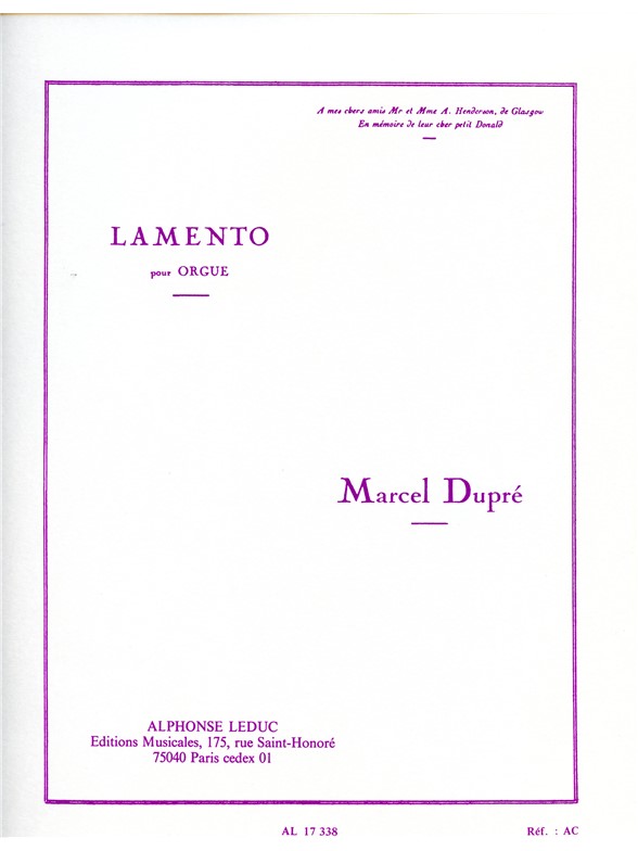 Marcel Dupré: Lamento Op.24 (Organ)