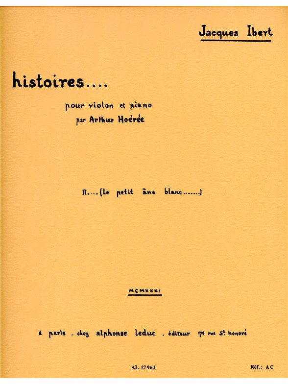 Jacques Ibert: Le Petit Ane Blanc (Violin/Piano)