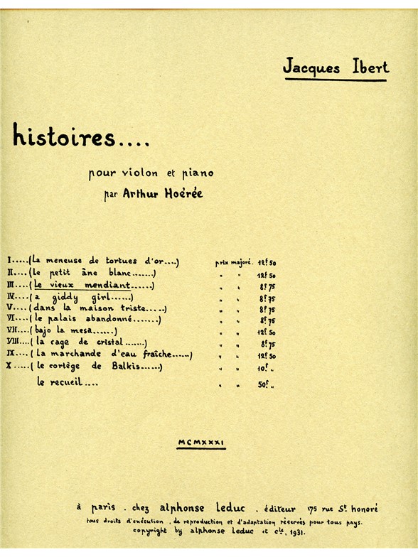 Jacques Ibert: Le Vieux Mendiant (Violin & Piano)