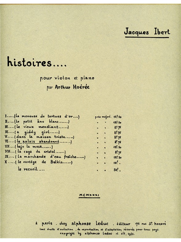 Jacques Ibert: Le Palais abandonné (Violin & Piano)