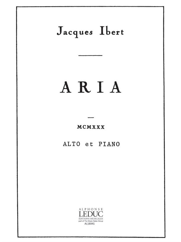Jacques Ibert: Aria (Viola And Piano)