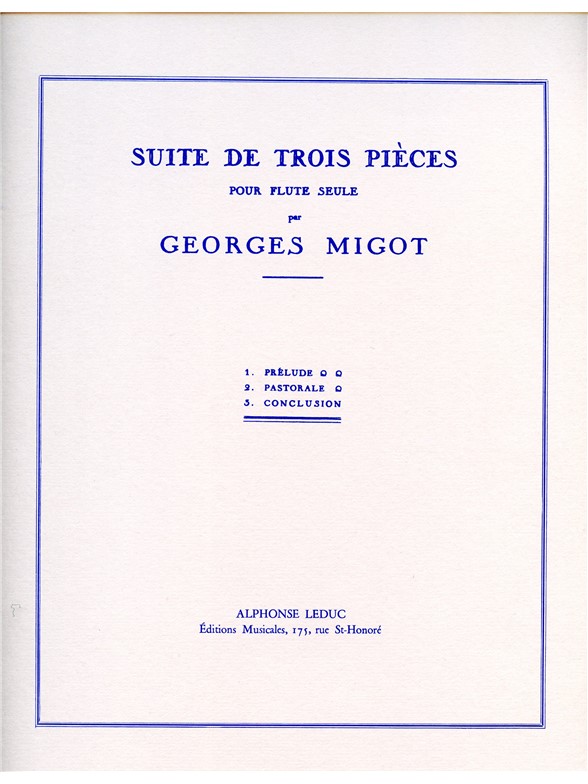 Georges Migot: Suite de 3 Pièces (Flute solo)