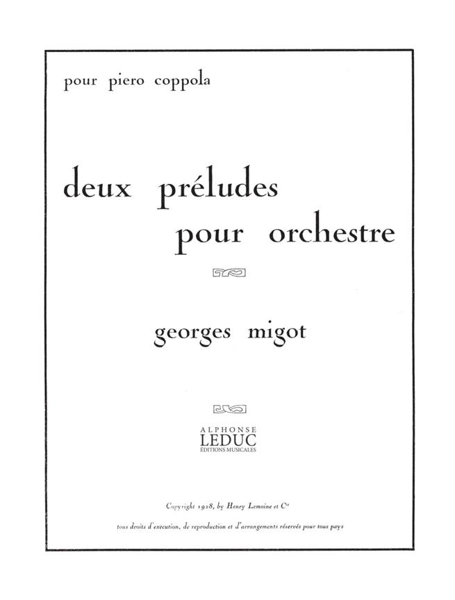 Migot Georges Deux Preludes Orchestra Score