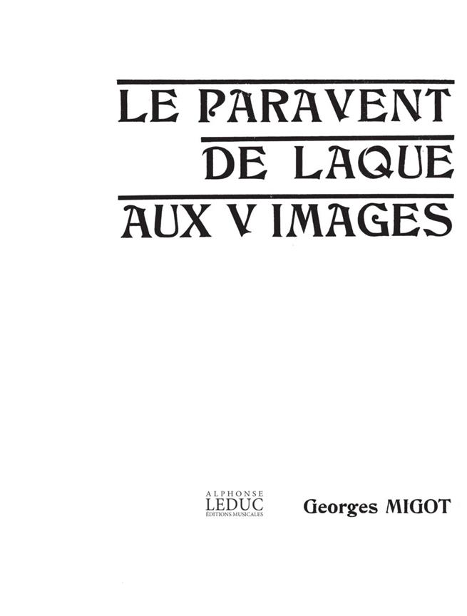 Migot Georges Paravent De Laque Aux 5 Images In 4 Orchestra Score
