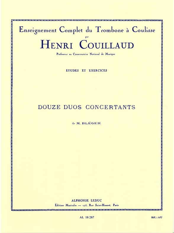 Couillaud Bleger 12 Duos Concertants 2 Trombones Book