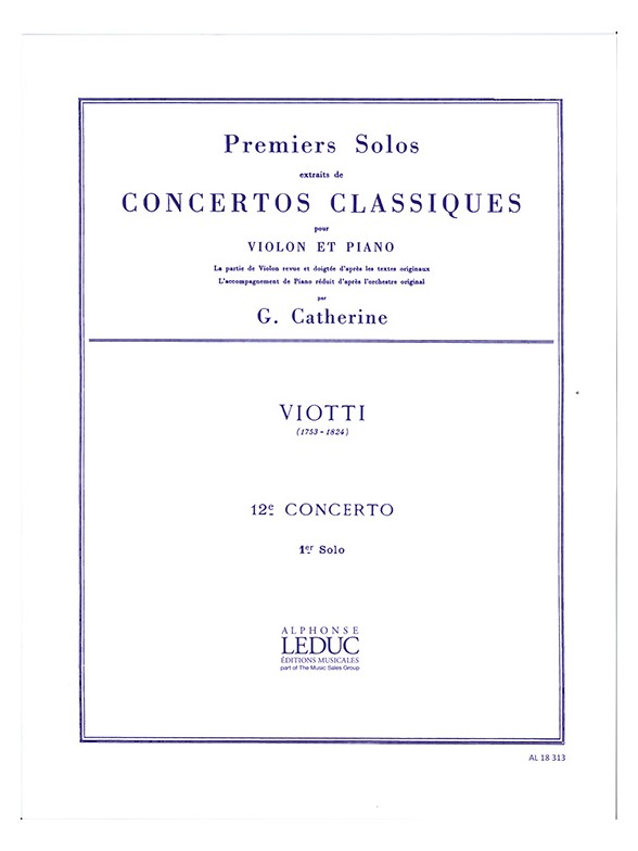 Viotti Premiers Solos Concertos Classiques No 12 (Catherine) Vln/Pf Bk
