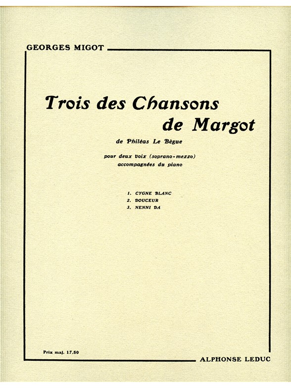 Georges Migot: 3 Chansons de Margot (Vocal Duets)