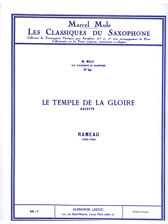 Jean-Philippe Rameau: Gavotte (Classiques No.45) (Saxophone-Alto & Piano)