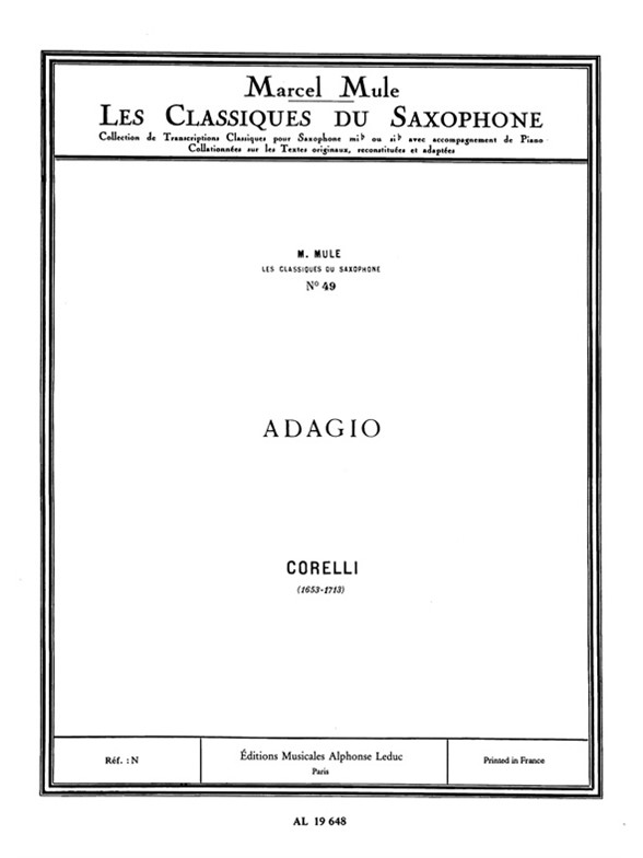 Arcangelo Corelli: Adagio (Classiques No.49) (Saxophone-Alto & Piano)