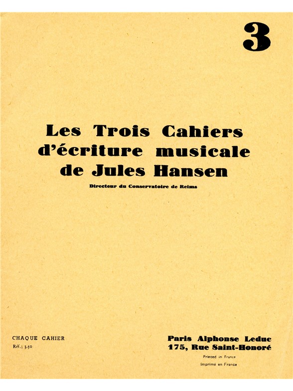 Jules Hansen: Ecriture musicale Vol.3 (Book)