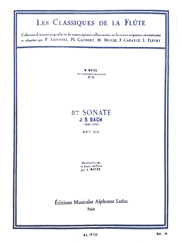 Johann Sebastian Bach: Sonata No.5, BWV1034 in E minor (Classiques No.8) (Flute & Piano)