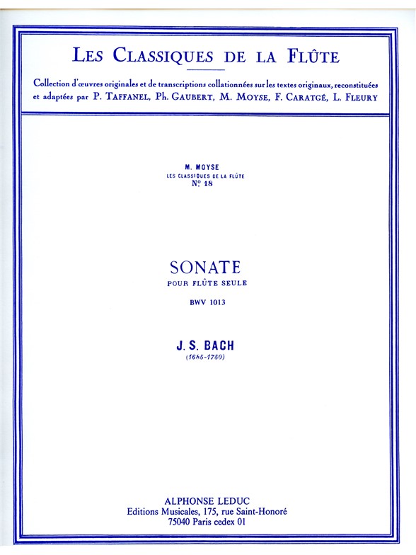 Johann Sebastian Bach: Sonata BWV1013 in A minor (Classiques No.18) (Flute solo)