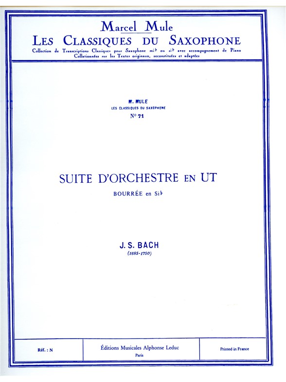 Bourree From Suite In C Bwv 1066 Ten Sax/Pno