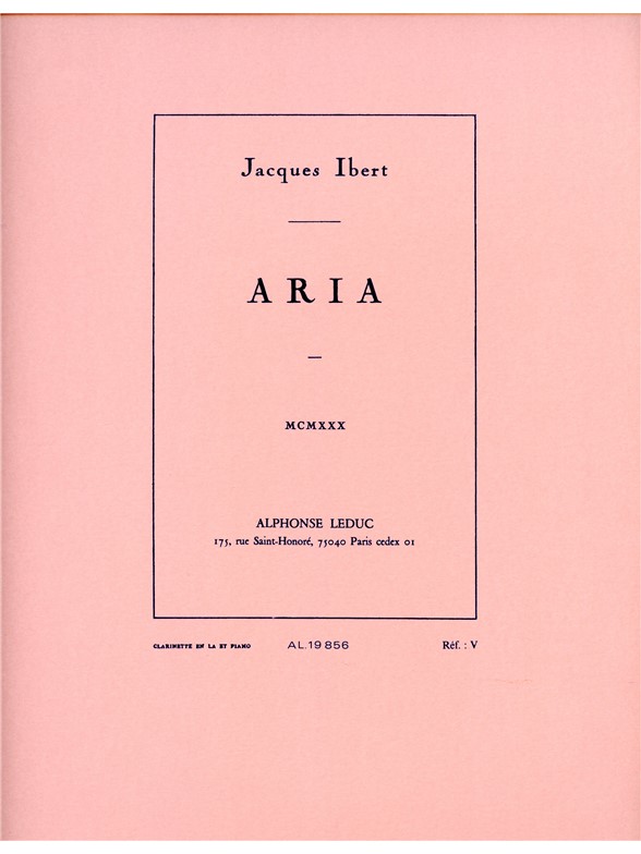 Jacques Ibert: Aria (Clarinet And Piano)