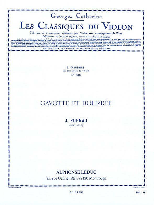 Johann Kuhnau: Gavotte et Bourrée (Classiques No.360) (Violin & Piano)