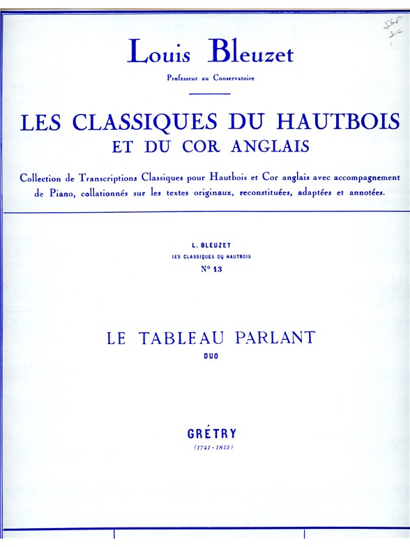 André E.Modeste Grétry: Duo (Le Tableau Parlant) - Classiques No.13 (Oboe & Piano)