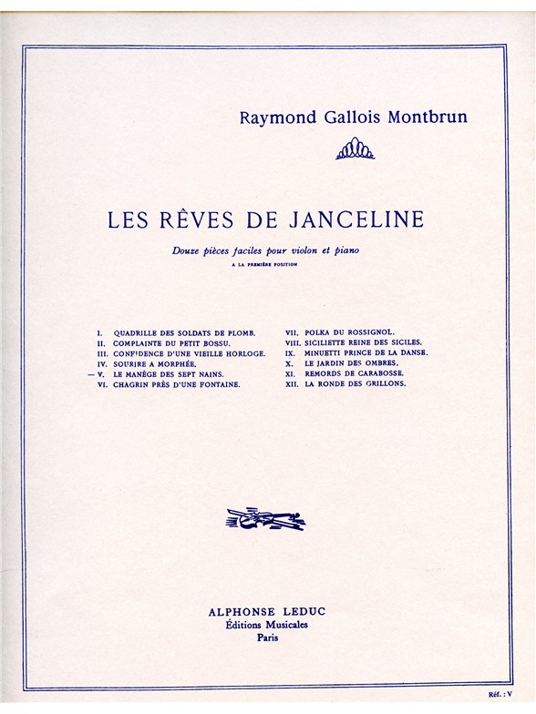Raymond Gallois-Montbrun: Le Manège des sept Mains (Violin & Piano)