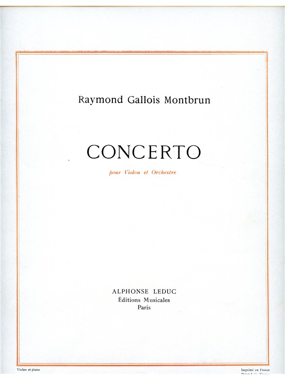 Raymond Gallois-Montbrun: Concerto (Violin & Piano)