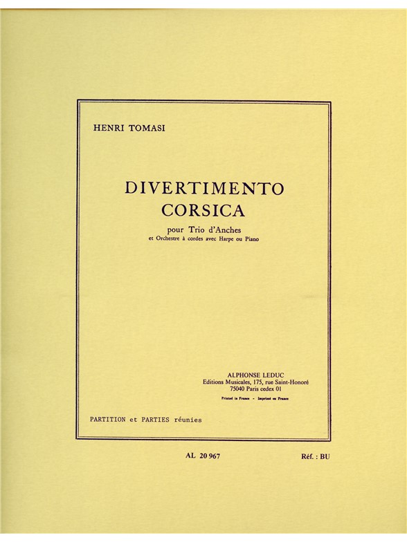 Henri Tomasi: Divertimento Corsica (Orchestra-Chamber)