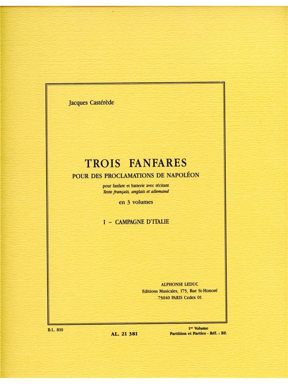Jacques Castérède: 3 Fanfares pour des Proclamations de Napoléon Vol.1 (Ensemble-Brass 8 or more)