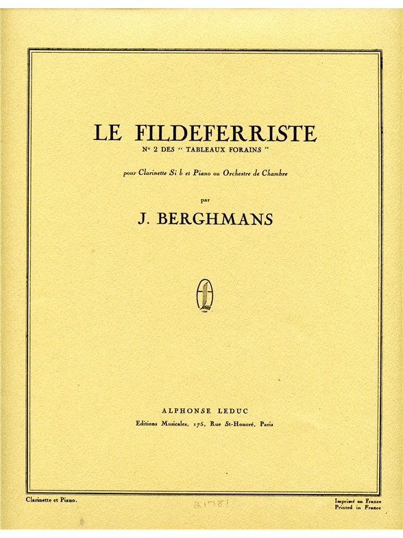 José Berghmans: Le Fils de Ferriste (Clarinet & Piano)