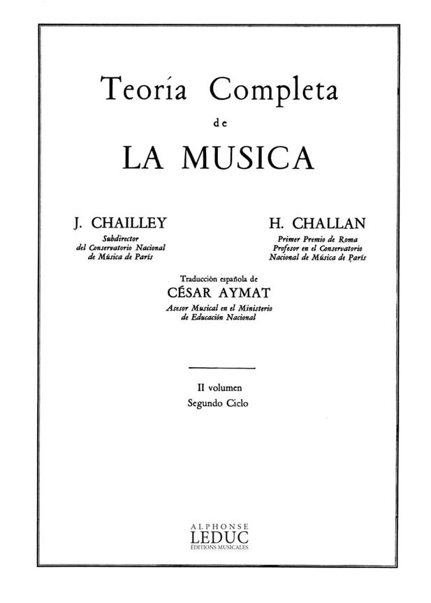 Chailley J Challan Teoria Completa De La Musica Volume 2 Bl844 Spanish
