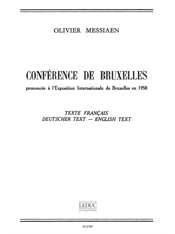 Olivier Messiaen: Conférence de Bruxelles (Book)
