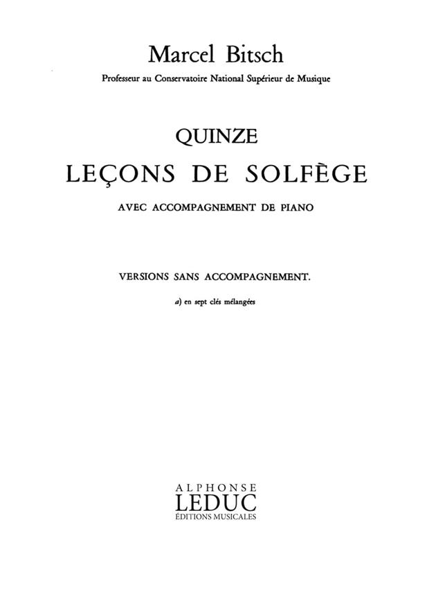Bitsch 15 Lecons De Solfege En 7 Cles Melangees Sans Accomp Book