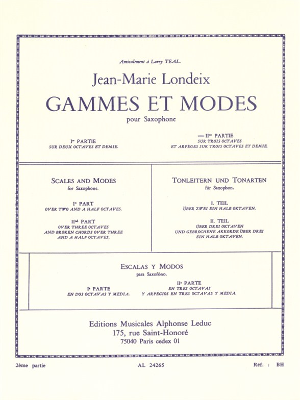 Jean-Marie Londeix: Gammes et Môdes Vol.2 (Saxophone solo)