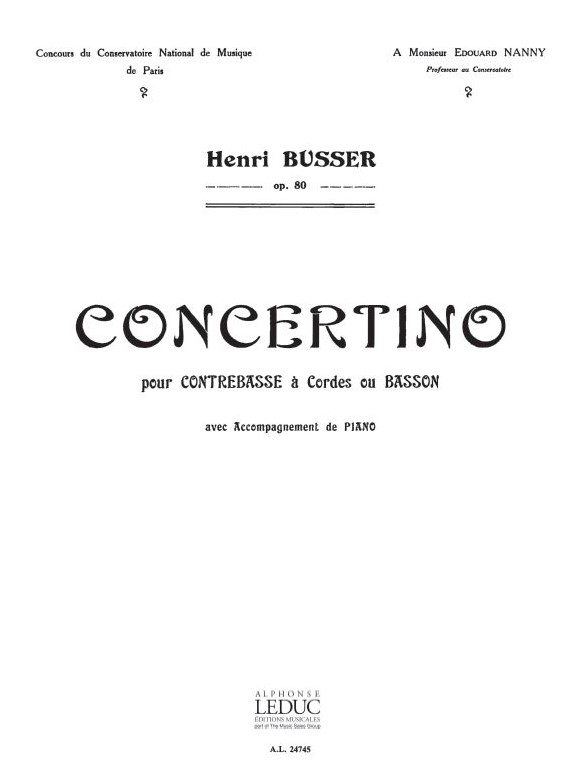 Henri Büsser: Concertino Op.80 (Bassoon & Piano)