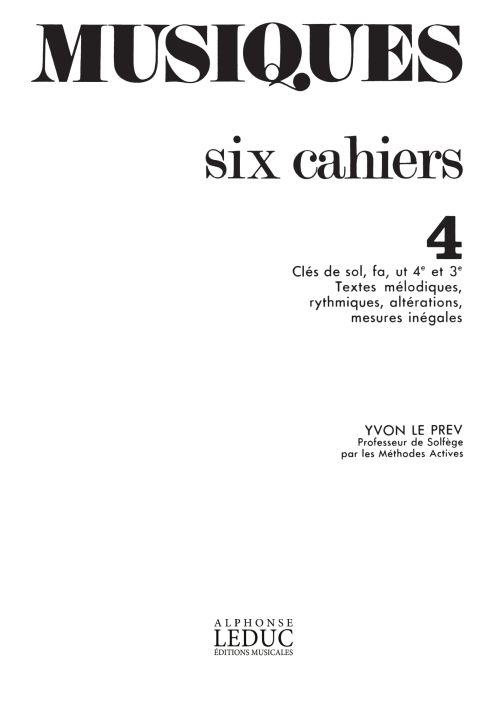 Le Prev Musiques Volume 4 Cles De Sol Fa Ut 4eme Ut 3eme Book